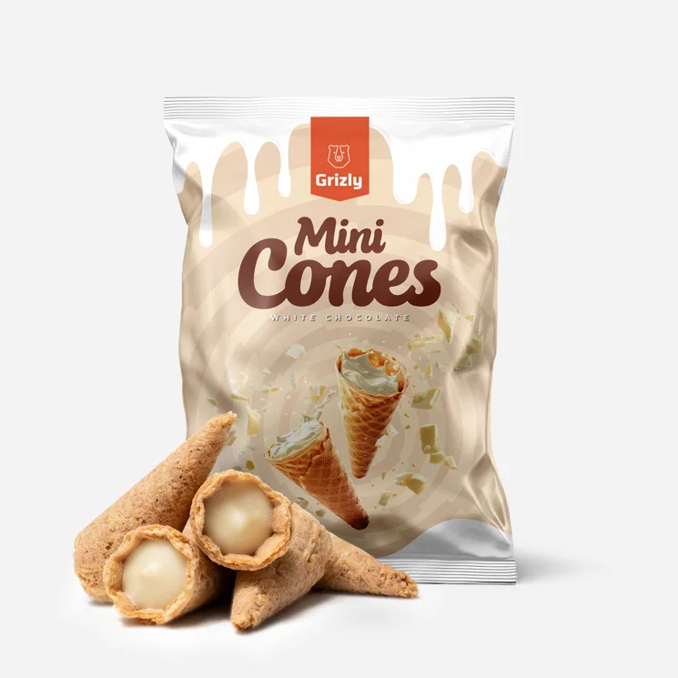 Mini tölcsérek fehér csokoládéval