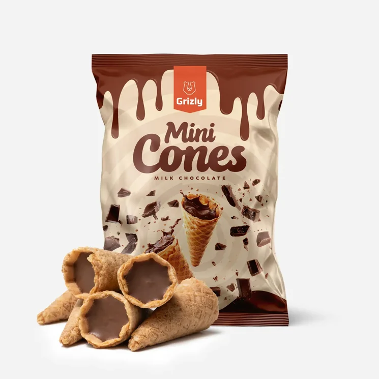 Mini tölcsérek tejcsokoládéval
